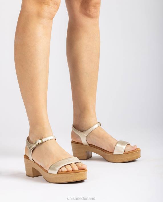 Unisa 02B0133 lage blokhak sandaal vrouwen goud