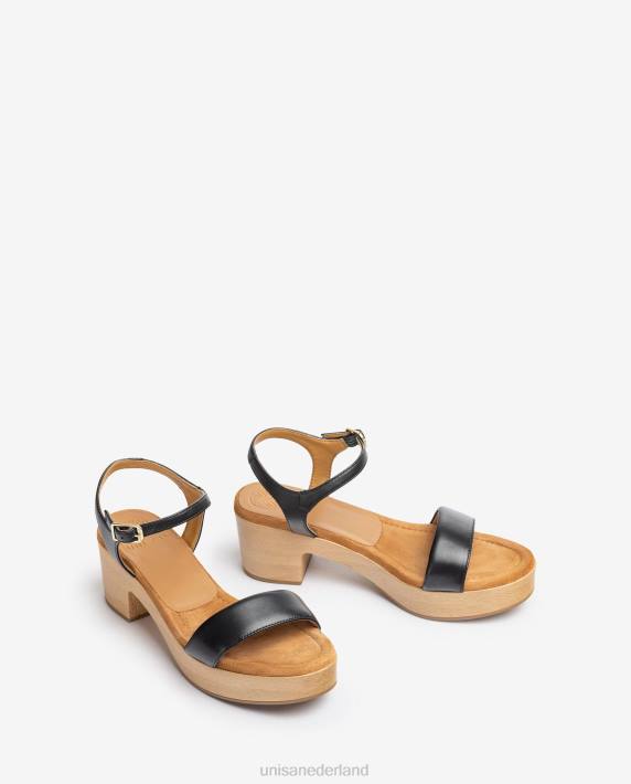 Unisa 02B0134 lage blokhak sandaal vrouwen zwart
