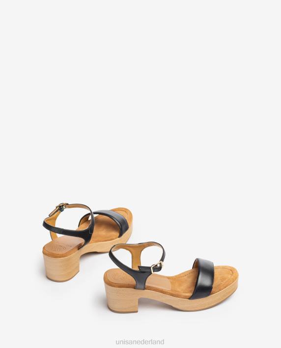 Unisa 02B0134 lage blokhak sandaal vrouwen zwart