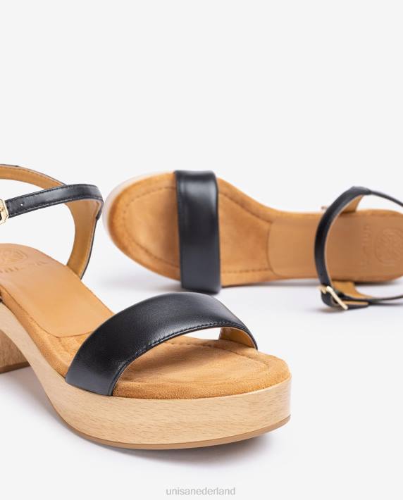 Unisa 02B0134 lage blokhak sandaal vrouwen zwart