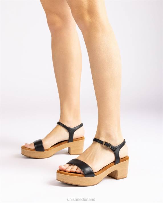 Unisa 02B0134 lage blokhak sandaal vrouwen zwart