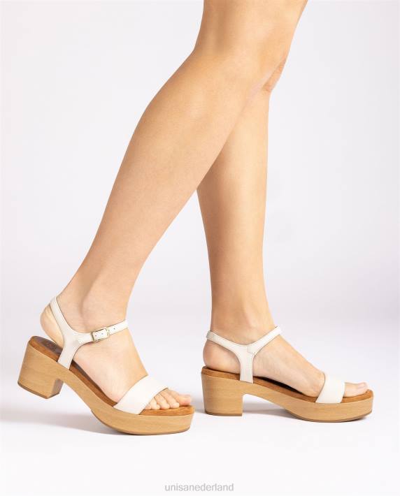 Unisa 02B0135 lage blokhak sandaal vrouwen wit
