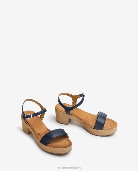 Unisa 02B0136 lage blokhak sandaal vrouwen blauw