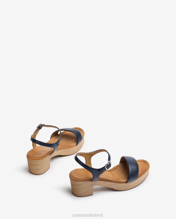 Unisa 02B0136 lage blokhak sandaal vrouwen blauw