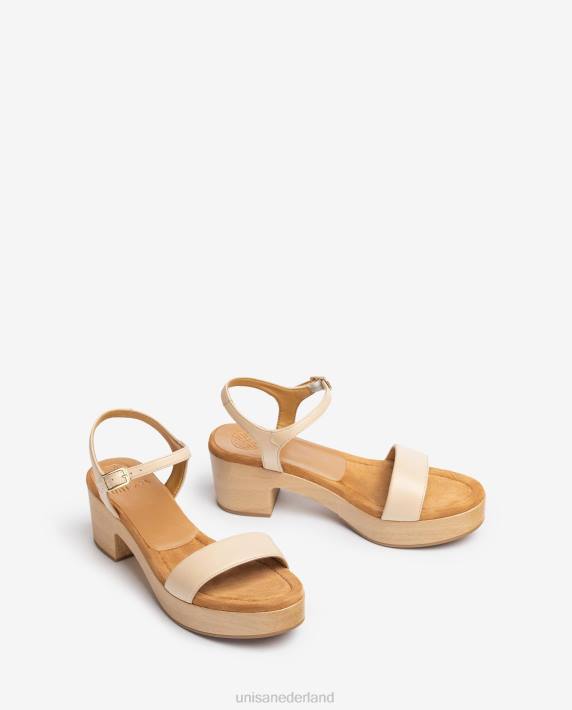 Unisa 02B0137 lage blokhak sandaal vrouwen beige