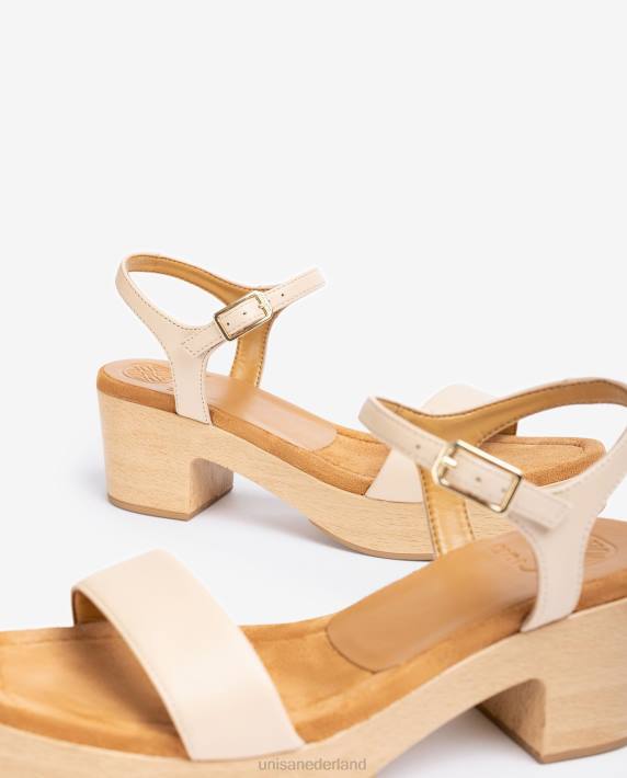 Unisa 02B0137 lage blokhak sandaal vrouwen beige