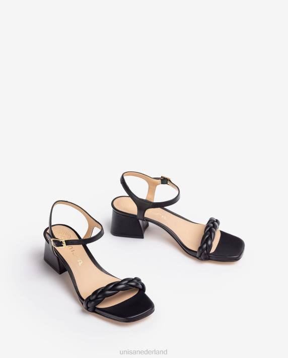 Unisa 02B0144 sandaal met gevlochten band vrouwen zwart