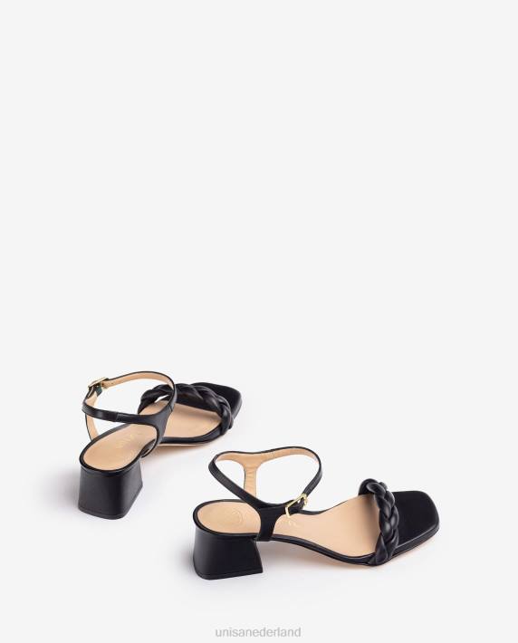 Unisa 02B0144 sandaal met gevlochten band vrouwen zwart