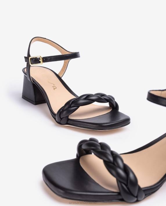 Unisa 02B0144 sandaal met gevlochten band vrouwen zwart