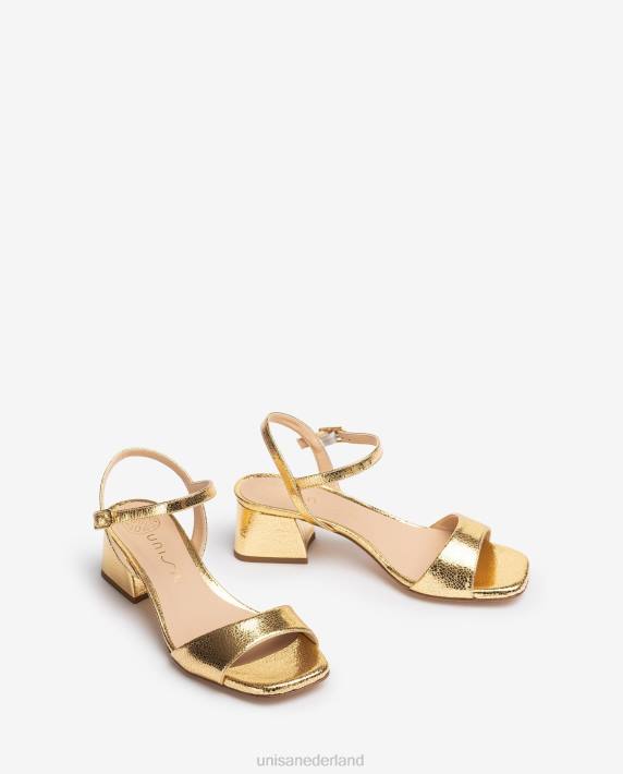 Unisa 02B0150 sandaal met brede hak vrouwen goud