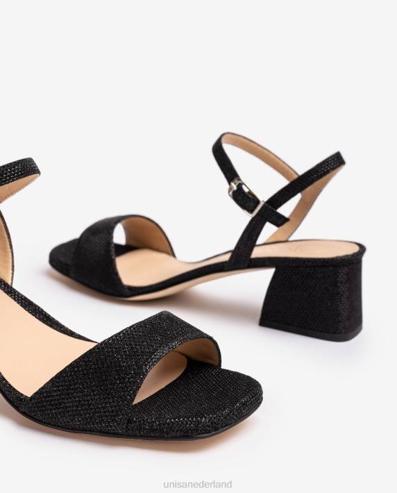 Unisa 02B0152 sandaal met brede hak vrouwen zwart