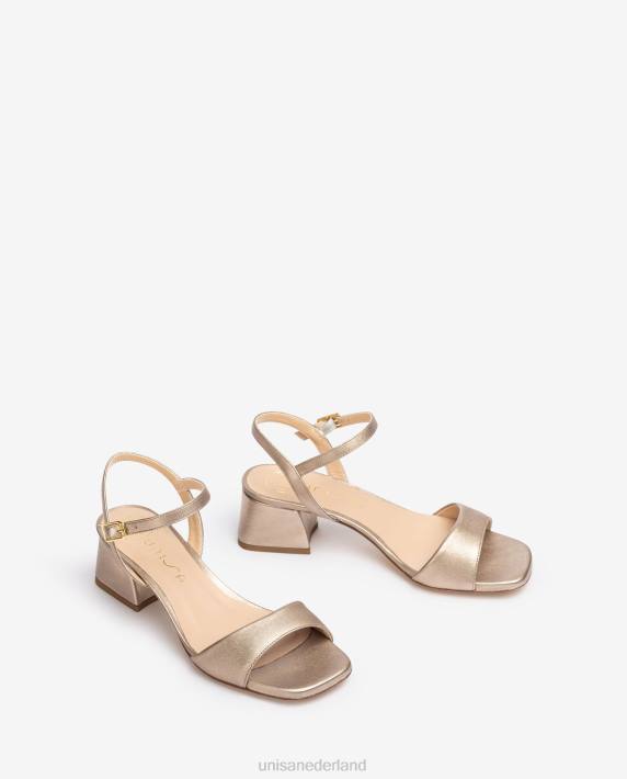 Unisa 02B0157 sandaal met brede hak vrouwen bronzen