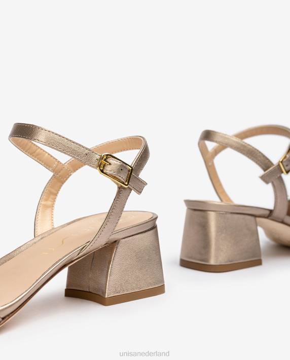 Unisa 02B0157 sandaal met brede hak vrouwen bronzen