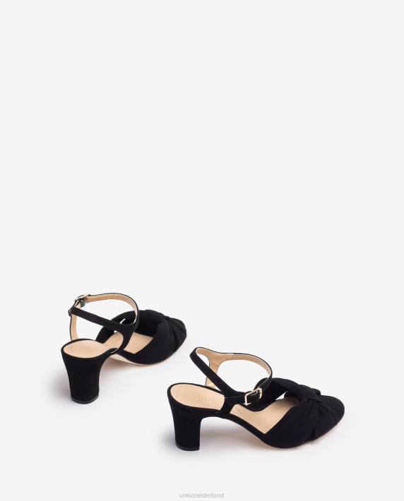 Unisa 02B0176 slimme suède sandaal vrouwen zwart