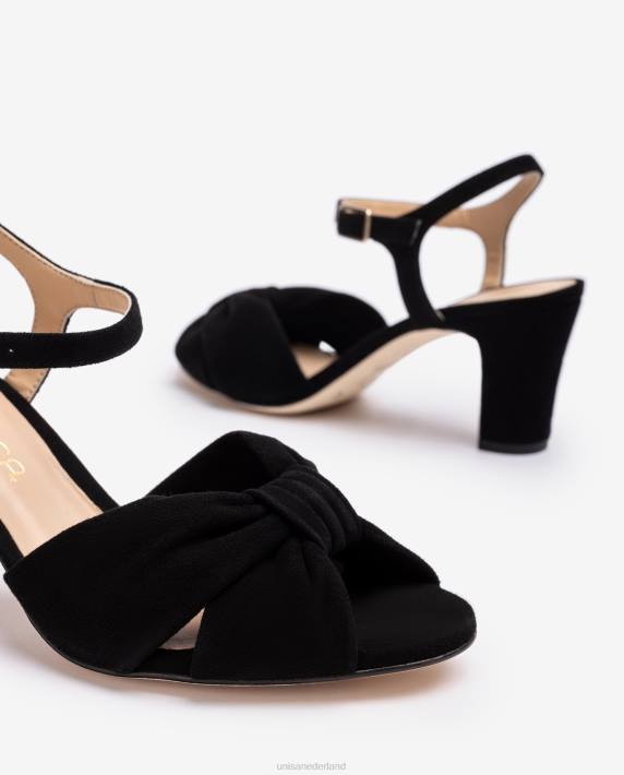 Unisa 02B0176 slimme suède sandaal vrouwen zwart