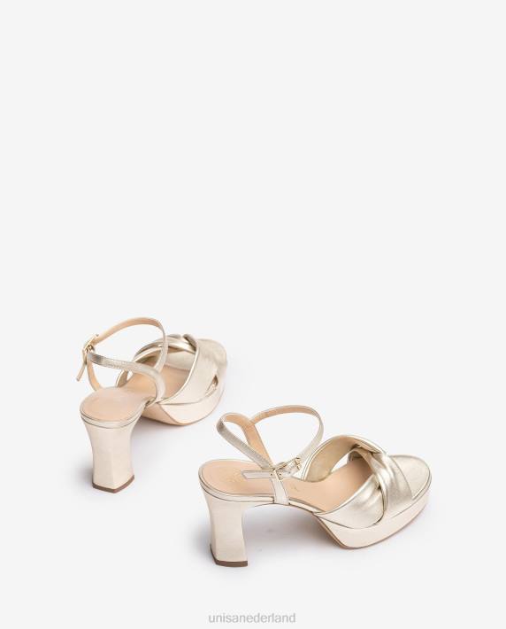 Unisa 02B017 sandaal met brede gekruiste bandjes vrouwen goud