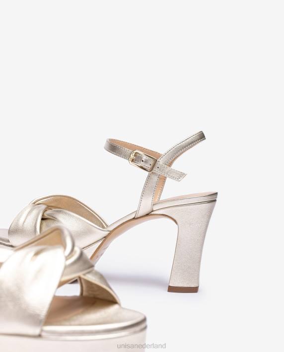 Unisa 02B017 sandaal met brede gekruiste bandjes vrouwen goud
