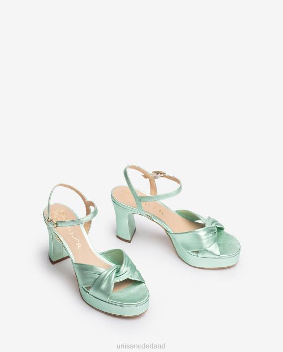 Unisa 02B018 sandaal met brede gekruiste bandjes vrouwen blauw