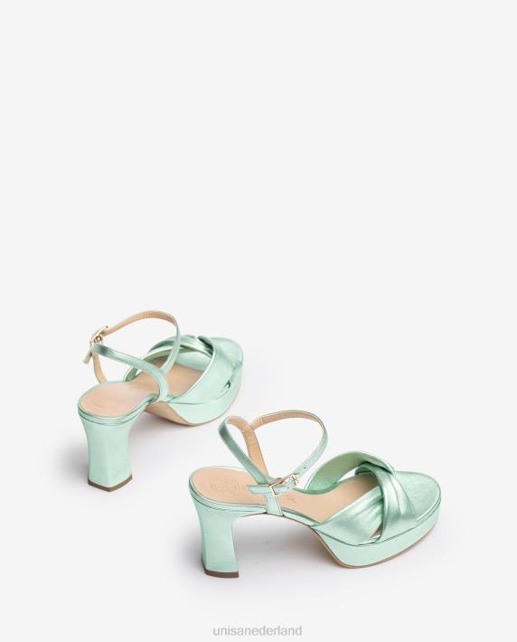 Unisa 02B018 sandaal met brede gekruiste bandjes vrouwen blauw