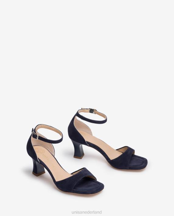 Unisa 02B0195 suède sandaal met een medium hak vrouwen blauw