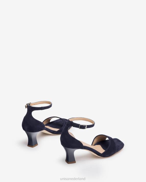 Unisa 02B0195 suède sandaal met een medium hak vrouwen blauw