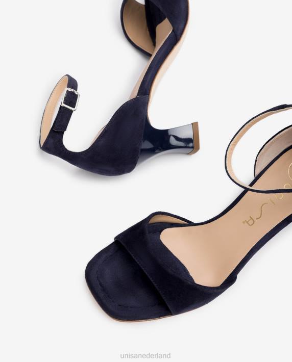 Unisa 02B0195 suède sandaal met een medium hak vrouwen blauw