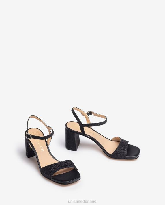 Unisa 02B0200 vierkante zool sandaal vrouwen zwart