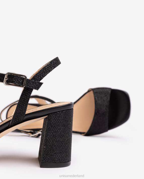 Unisa 02B0200 vierkante zool sandaal vrouwen zwart