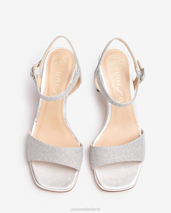 Unisa 02B0203 vierkante zool sandaal vrouwen zilver