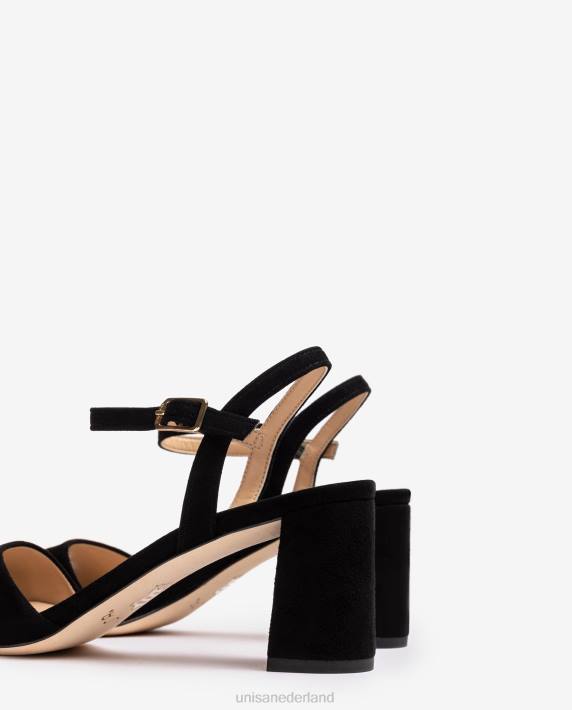 Unisa 02B0205 vierkante zool sandaal vrouwen zwart