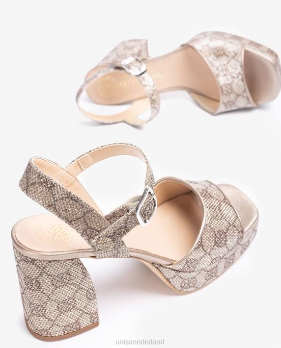 Unisa 02B0225 glimmende stoffen sandaal met brede hak vrouwen mode