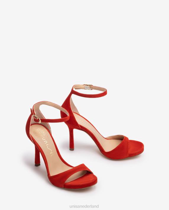 Unisa 02B022 suède sandaal met hoge hak vrouwen rood