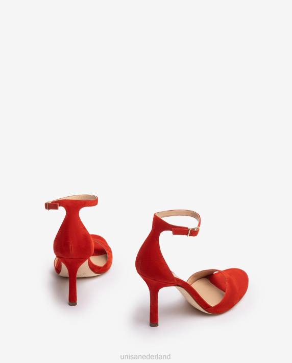 Unisa 02B022 suède sandaal met hoge hak vrouwen rood