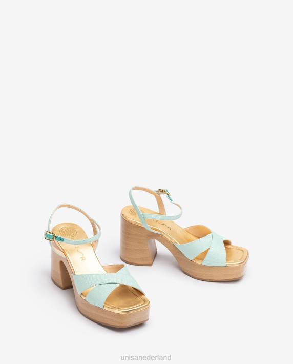 Unisa 02B0233 raffia sandaal met blokhak vrouwen blauw