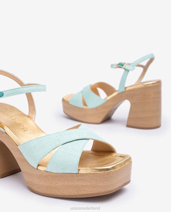 Unisa 02B0233 raffia sandaal met blokhak vrouwen blauw