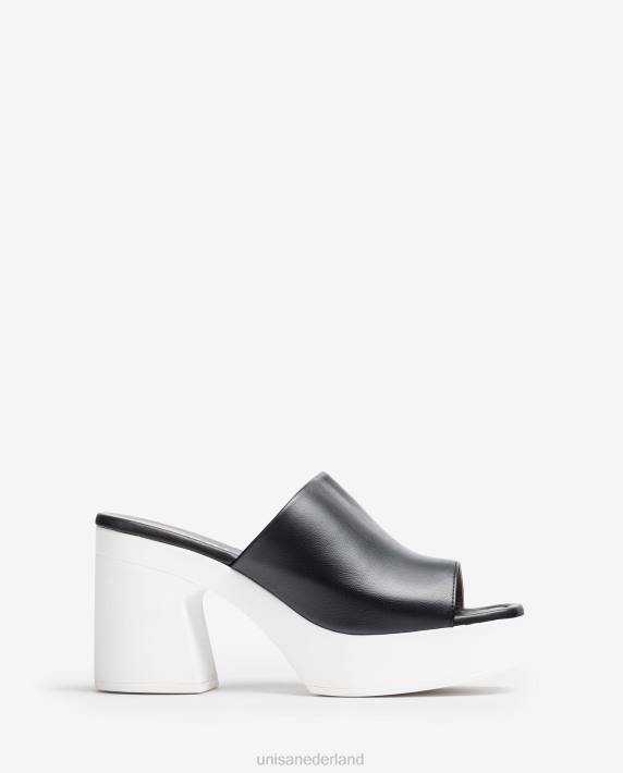 Unisa 02B0235 brede vamp sandaal met een blokhak vrouwen zwart