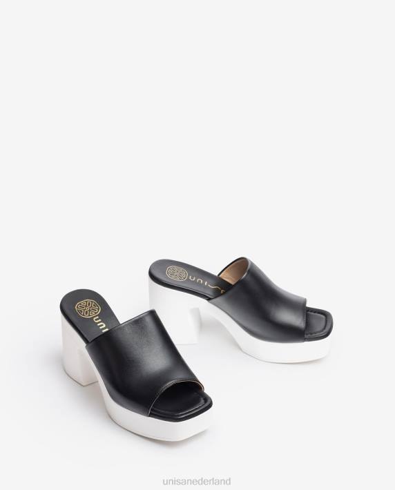 Unisa 02B0235 brede vamp sandaal met een blokhak vrouwen zwart