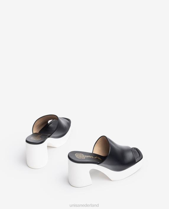 Unisa 02B0235 brede vamp sandaal met een blokhak vrouwen zwart