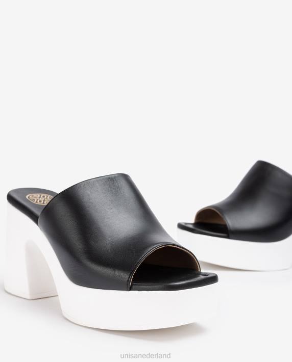 Unisa 02B0235 brede vamp sandaal met een blokhak vrouwen zwart