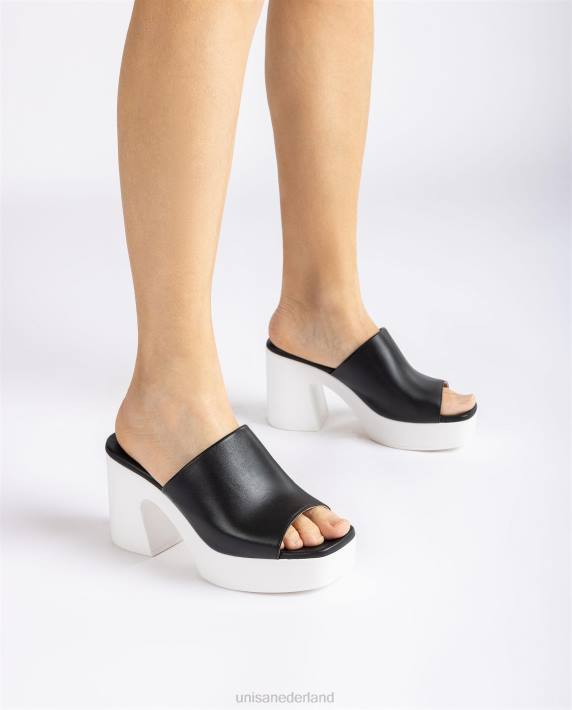 Unisa 02B0235 brede vamp sandaal met een blokhak vrouwen zwart