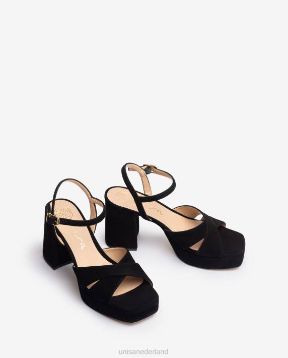 Unisa 02B0239 sandaal met brede hak vrouwen zwart