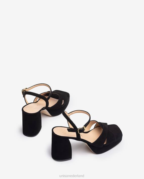 Unisa 02B0239 sandaal met brede hak vrouwen zwart
