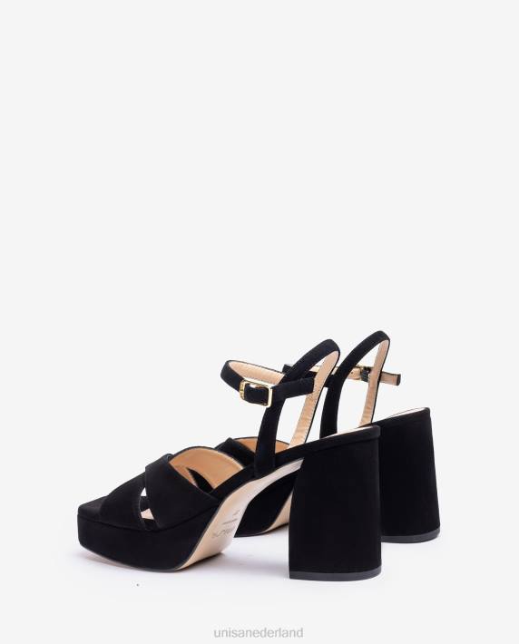 Unisa 02B0239 sandaal met brede hak vrouwen zwart