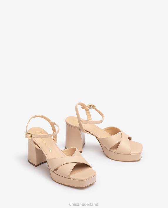 Unisa 02B0240 sandaal met brede hak vrouwen beige