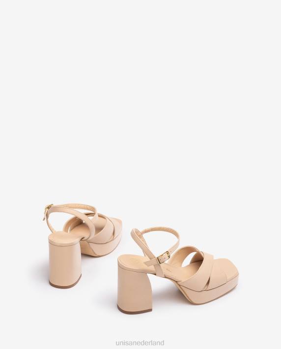 Unisa 02B0240 sandaal met brede hak vrouwen beige