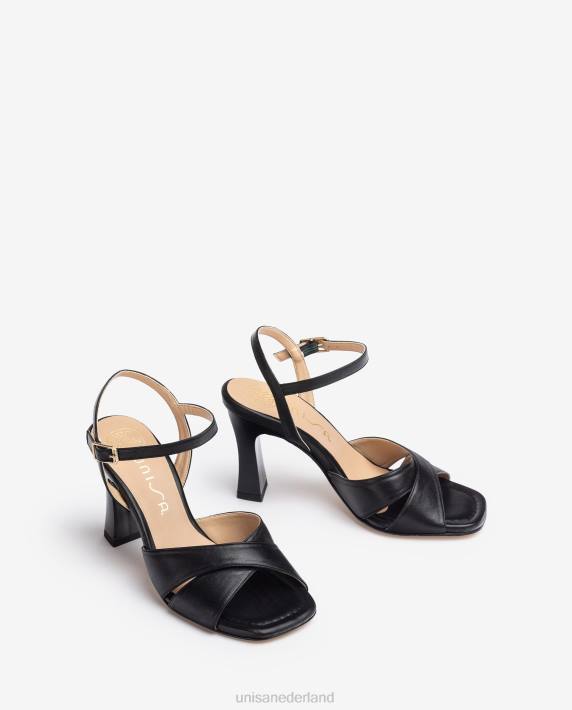 Unisa 02B0270 sandaal met kruisband vrouwen zwart
