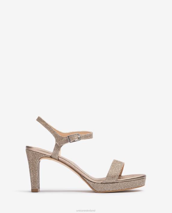 Unisa 02B0273 glanzende stof sandaal vrouwen bronzen