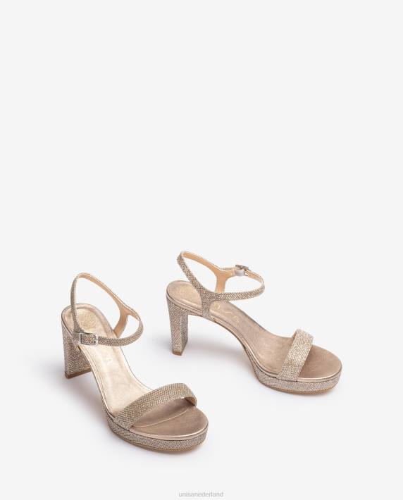 Unisa 02B0273 glanzende stof sandaal vrouwen bronzen