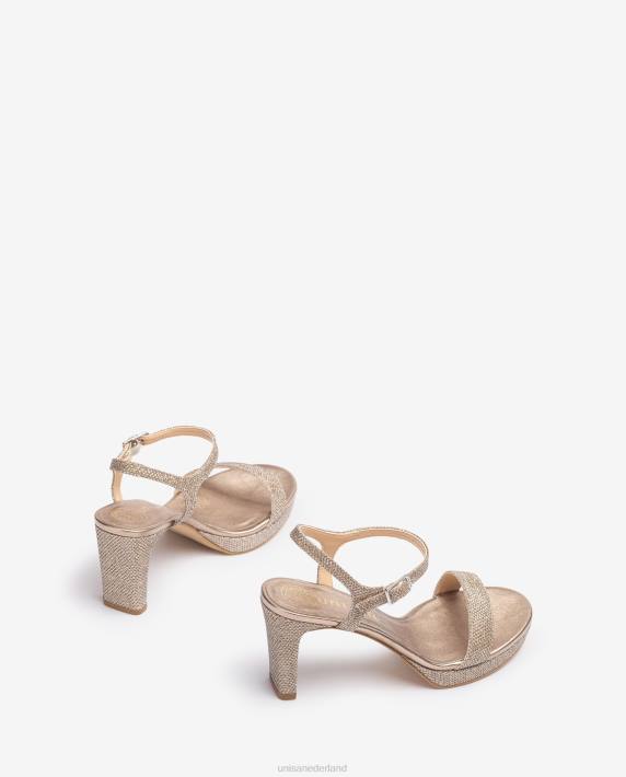 Unisa 02B0273 glanzende stof sandaal vrouwen bronzen
