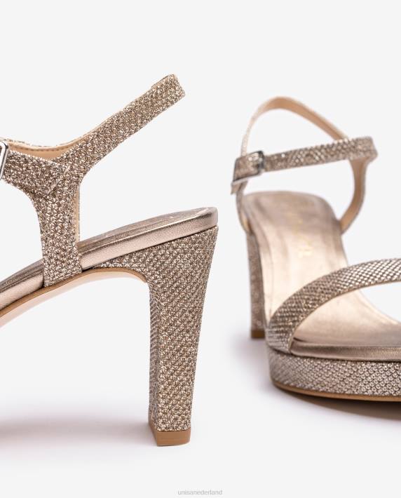 Unisa 02B0273 glanzende stof sandaal vrouwen bronzen